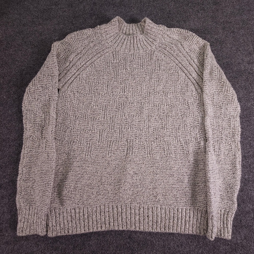 prAna Sweater Womens Small Gray Pullover Knit‎ Mock Neck Recycled Cotton Pattern